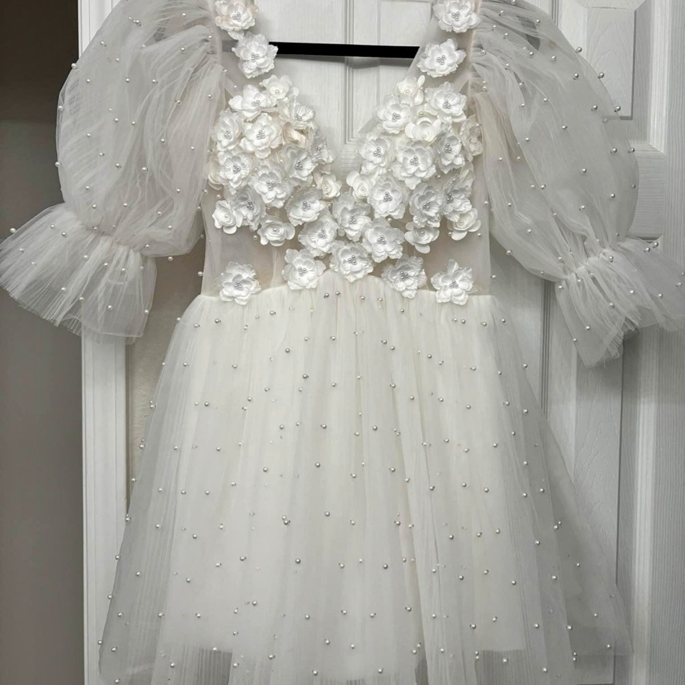 floral and pearls bridal dress
